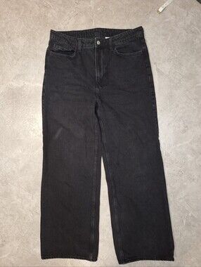 H&M Women's Ultra High-Rise Wide Leg Jeans — Black - Size 12